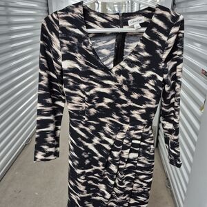 Calvin Klein Black and Cream Patterned Dress